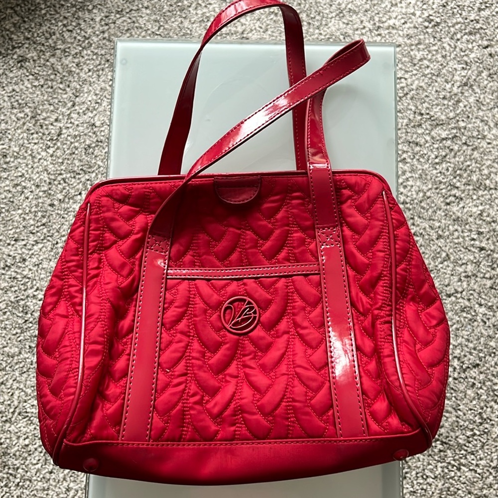 Rare Find!Vintage Vera Bradley Red Purse Handbag with Patent "Leather" Handles